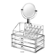 GENERICO - Organizador de Maquillaje con Espejo y 14 Compartimentos