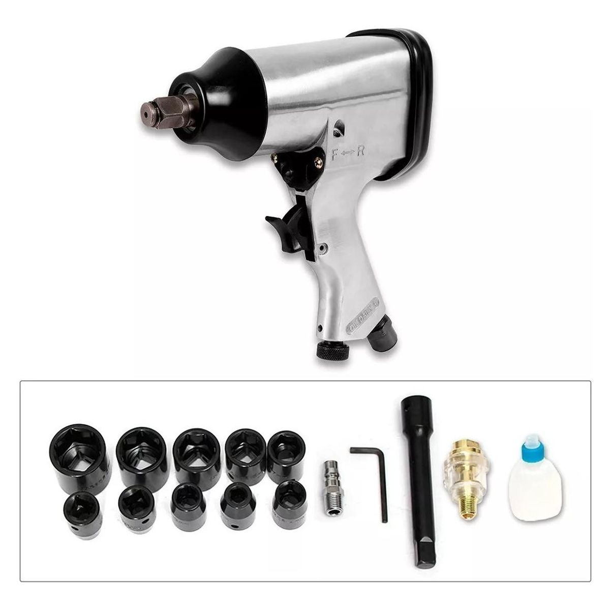 GENERICO - Juego Profesional de Llave de Impacto Neumática 17 Pzas