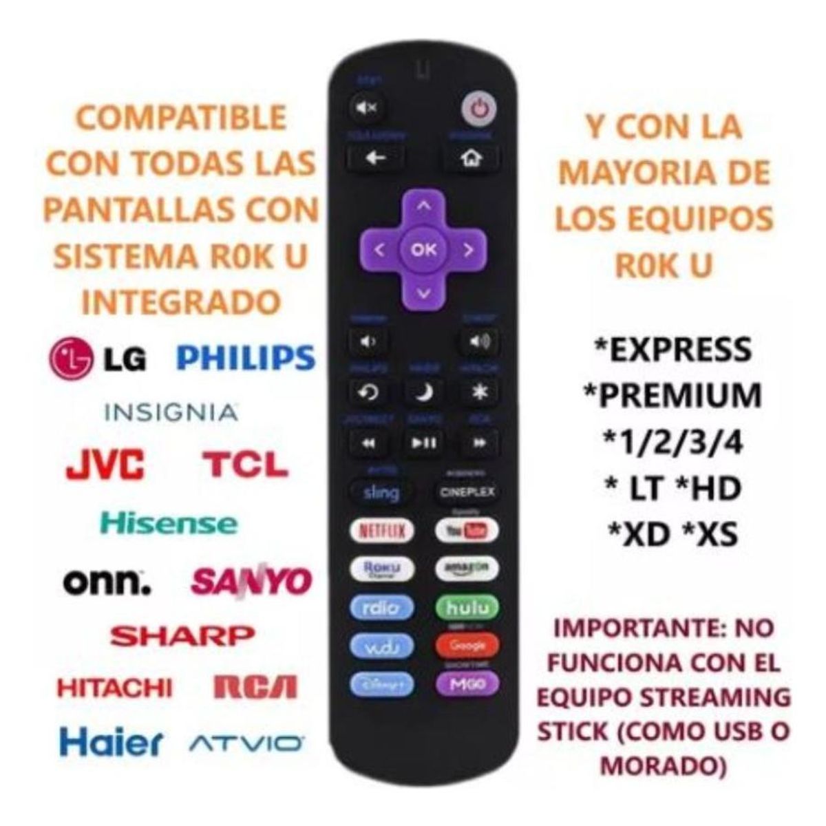 GENERICO - Control Remoto Universal para Smart TV con Accesos Rápidos