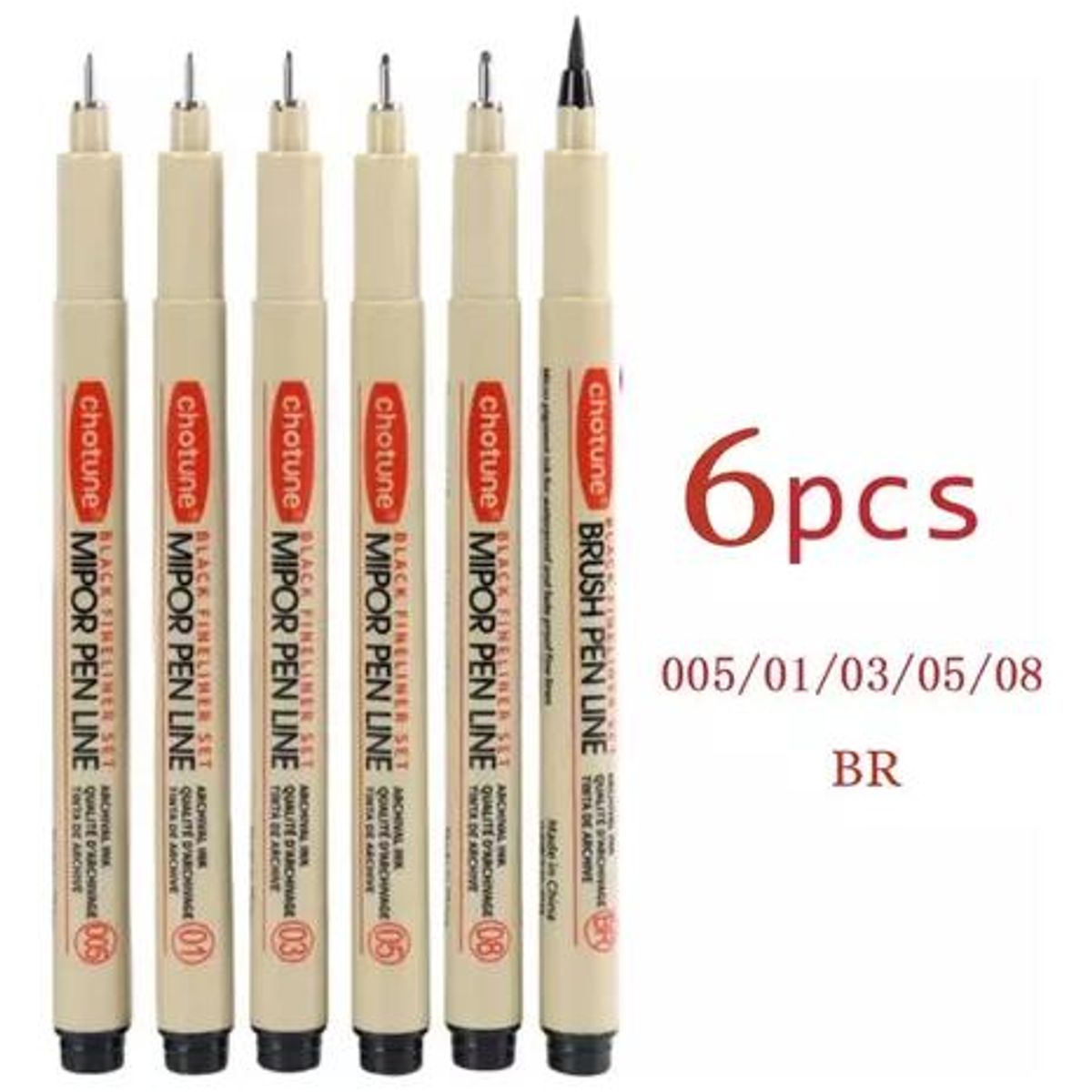 GENERICO - Set de 6 Lápices Fineliner para Dibujo Creativo y Preciso