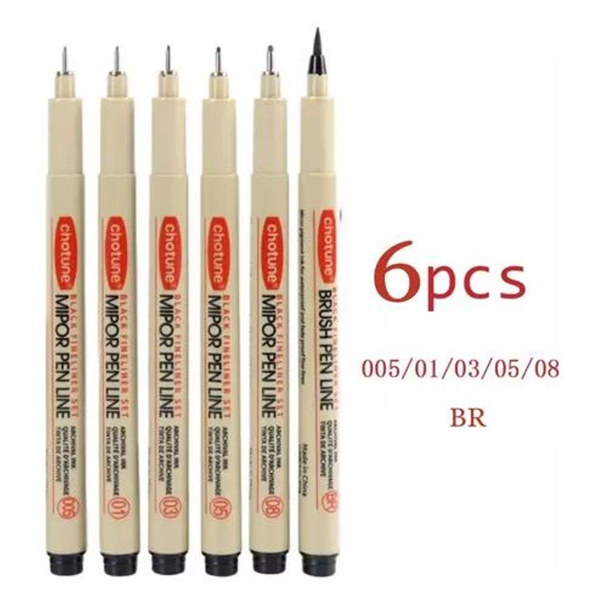 GENERICO - Set de 6 Lápices Fineliner para Dibujo Creativo y Preciso