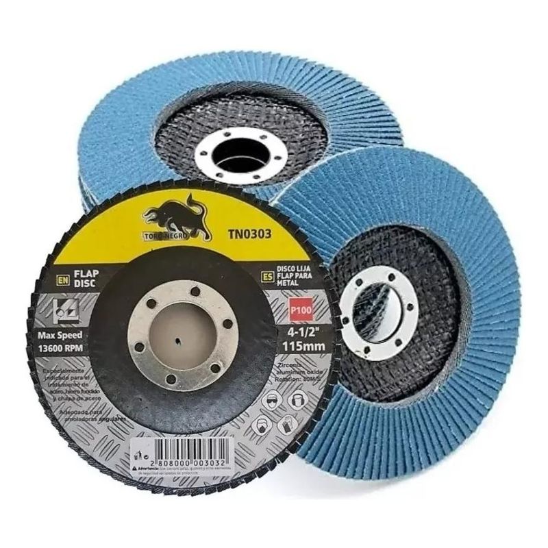 GENERICO - Discos de Lija Azul Flap 45 Grano 100 para Metal 20Pcs