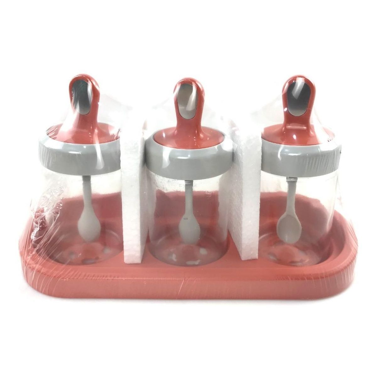 GENERICO - Especiero de Vidrio con 3 Frascos y Accesorios Inclusivos