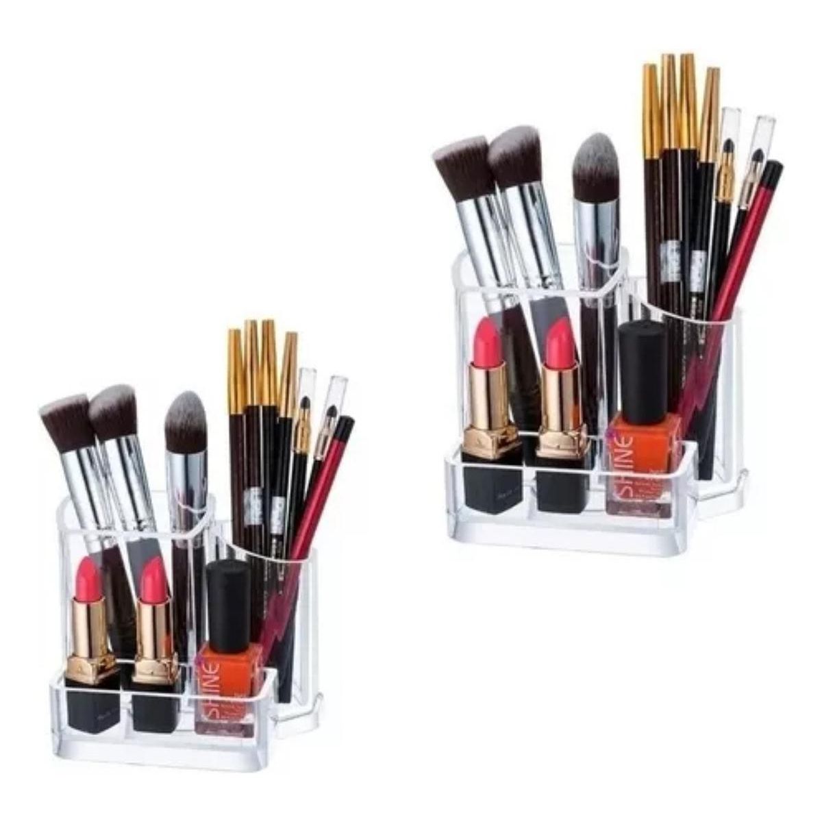 GENERICO - Organizador de Maquillaje Acrílico con 3 Compartimentos Clareado