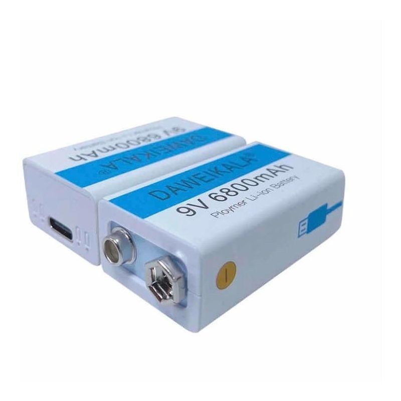 GENERICO - Batería Recargable 9V 6800mAh con Carga USB y Cable Incluido