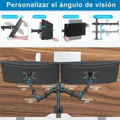 GENERICO - Soporte Elevador de Pared para Monitores Duales Ajustable