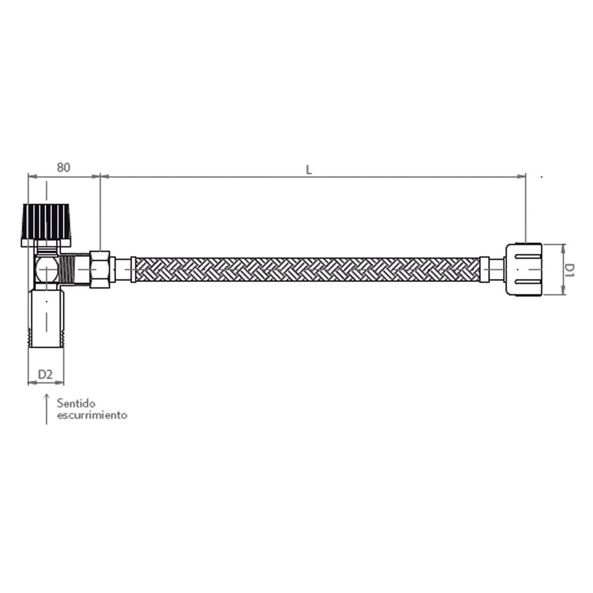 STRETTO - Llave Angular 1 / 2 x 1 / 2 y Flexible Technoflex 12x1516  35cm Stretto