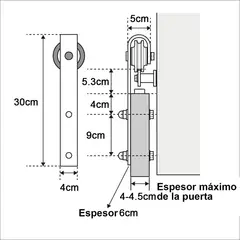 GENERICO - Kit de Correderas de Acero para Puerta Estilo Granero 2m