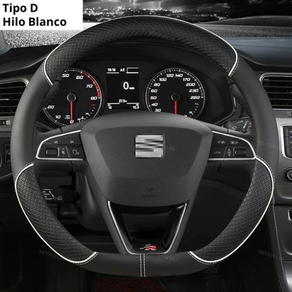 GENERICO - Funda Volante Antideslizante de Eco Cuero Blanco Elegante