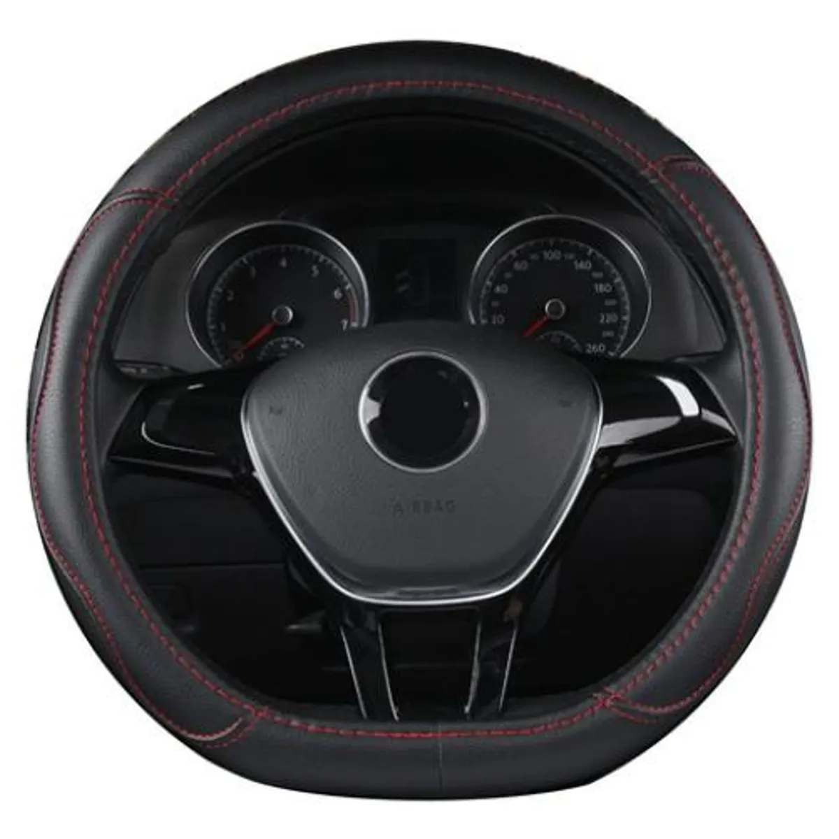 GENERICO - Funda Antideslizante para Volante en Eco Cuero Rojo