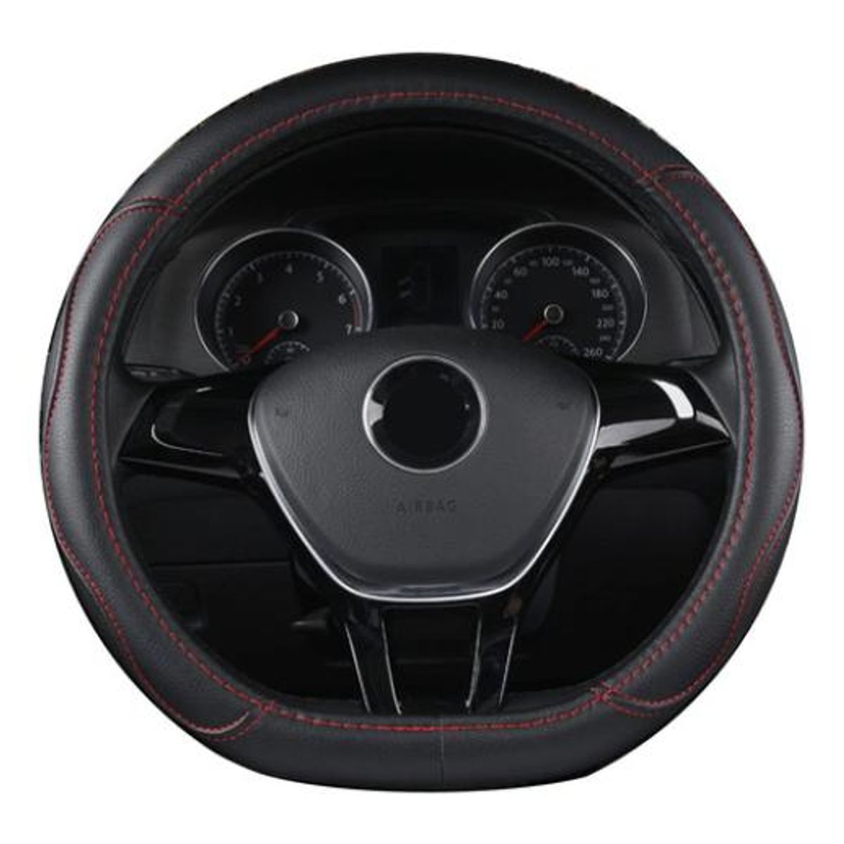 GENERICO - Funda Antideslizante para Volante en Eco Cuero Rojo