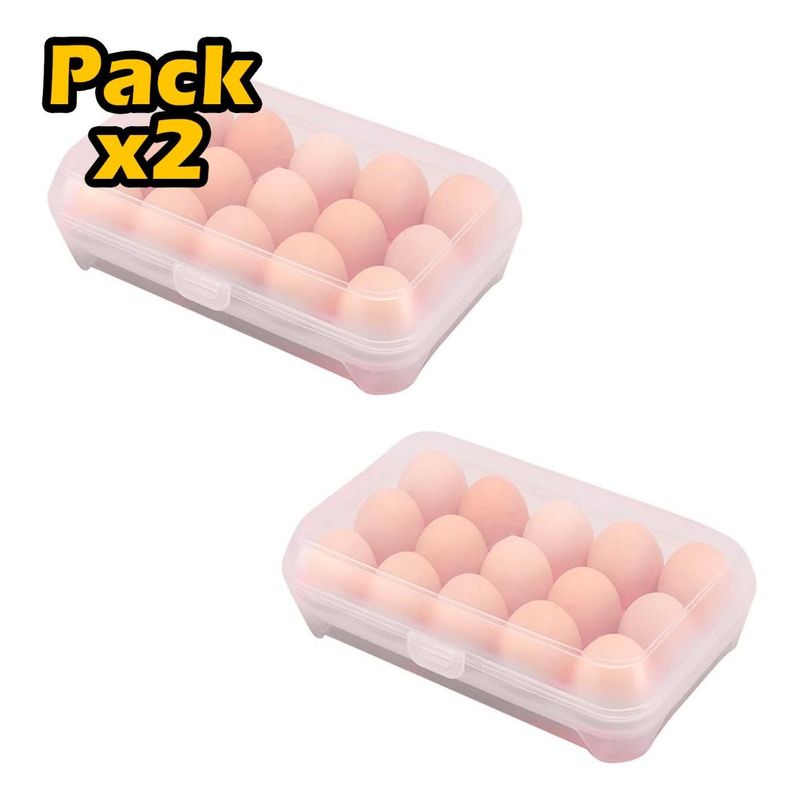 GENERICO - Caja Organizadora de Huevos Apilable para 15 Unidades