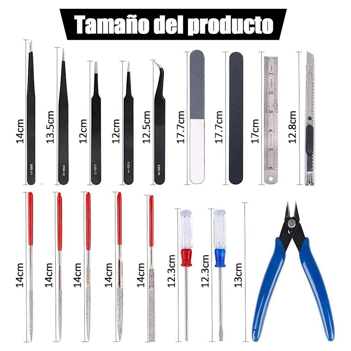 GENERICO - Kit Completo de Herramientas para Modelismo de 26 Piezas