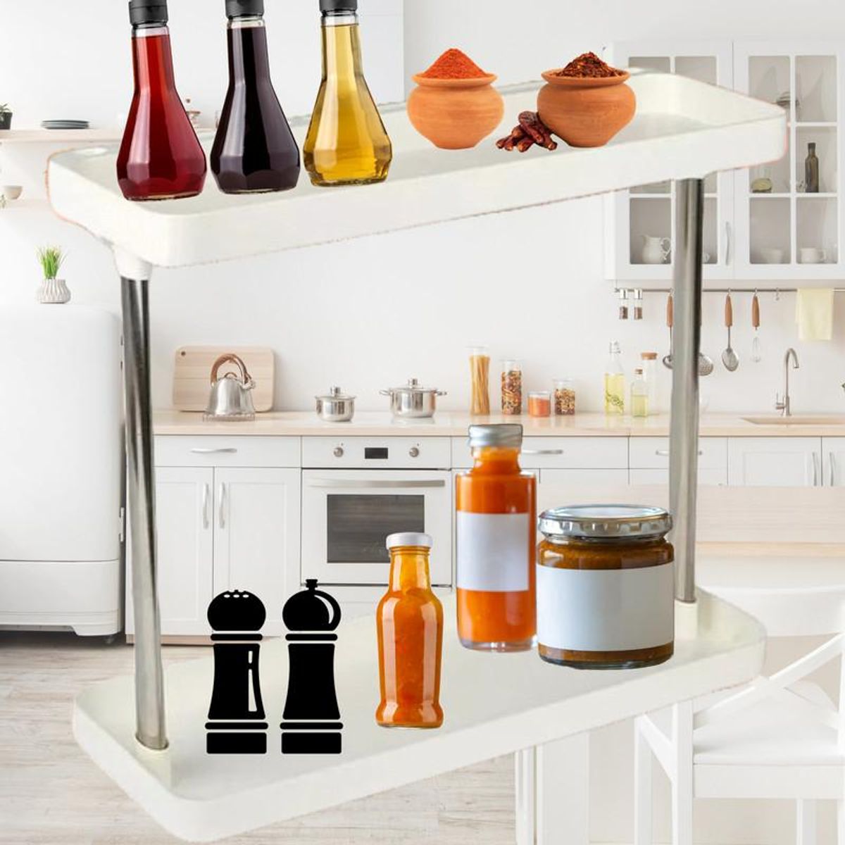 GENERICO - Estante Multifuncional para Especias y Condimentos Blanco