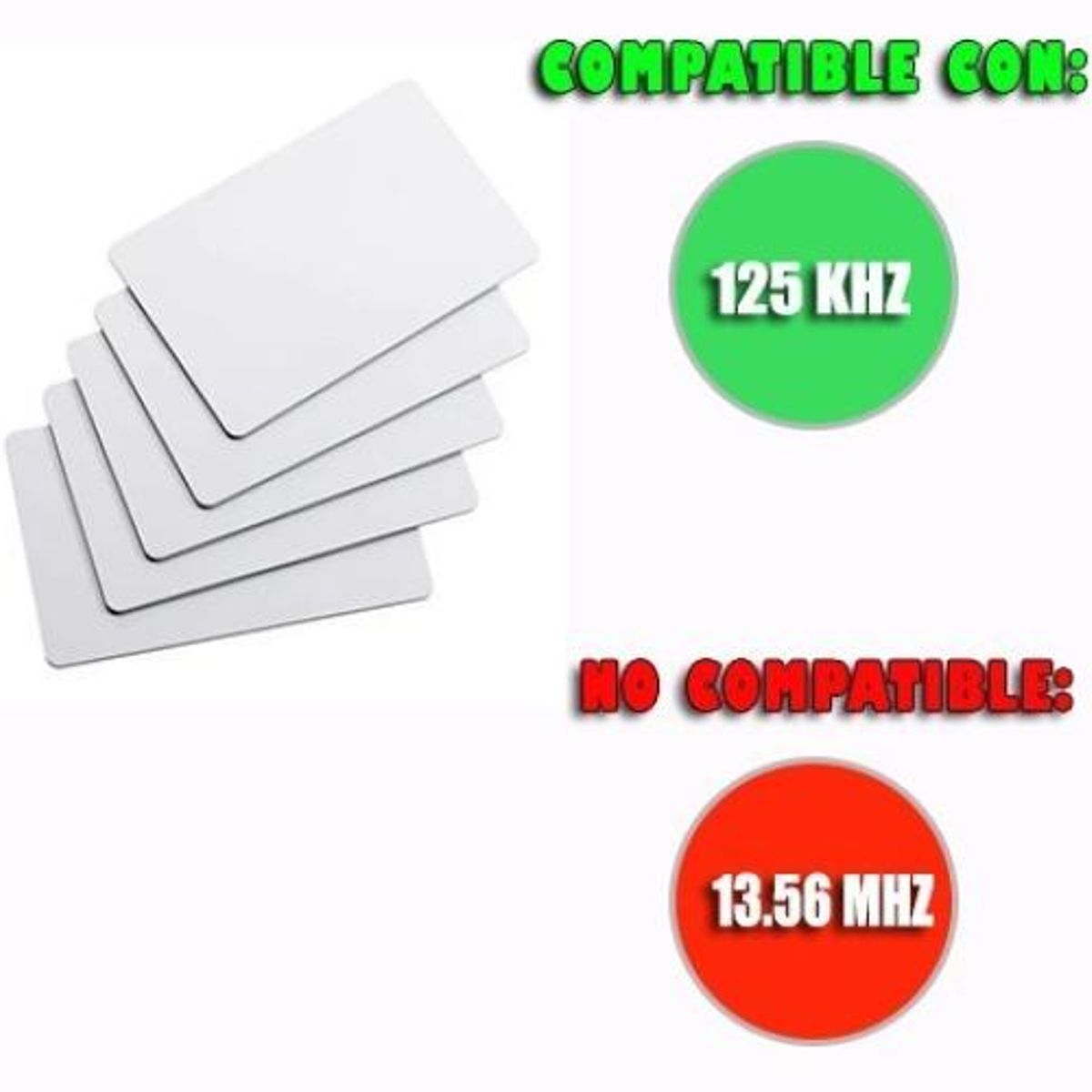 GENERICO - Pack de 100 Tarjetas RFID 1k 125KHz Sin Vencimiento