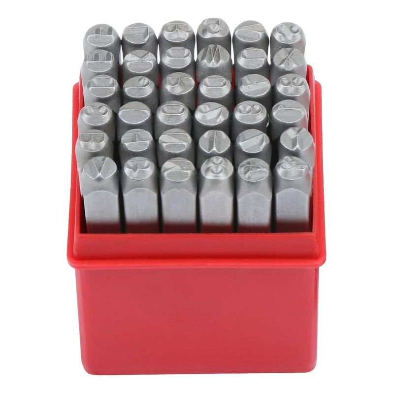 GENERICO - Set de 36 Números y Letras de Golpe para Metales 8 mm