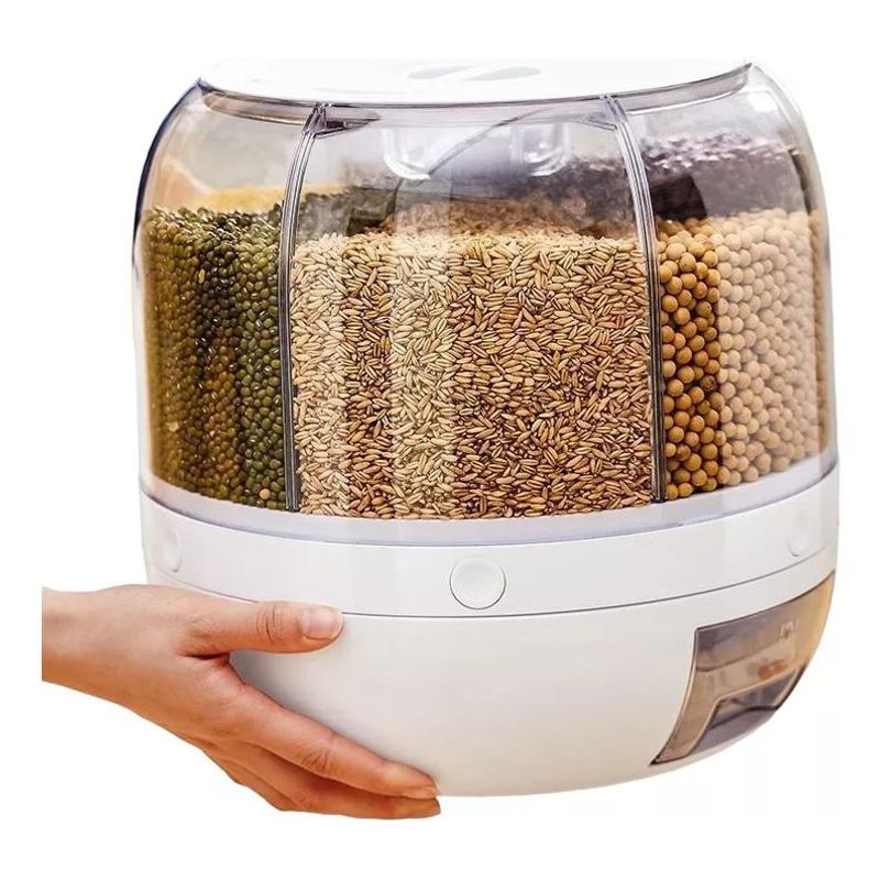 GENERICO - Dispensador Giratorio de Granos y Alimentos con 6 Rejillas