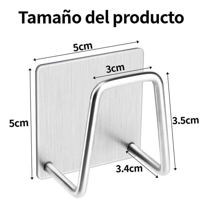 GENERICO - Soporte de Esponja Adhesivo de Acero Inoxidable 12 Piezas