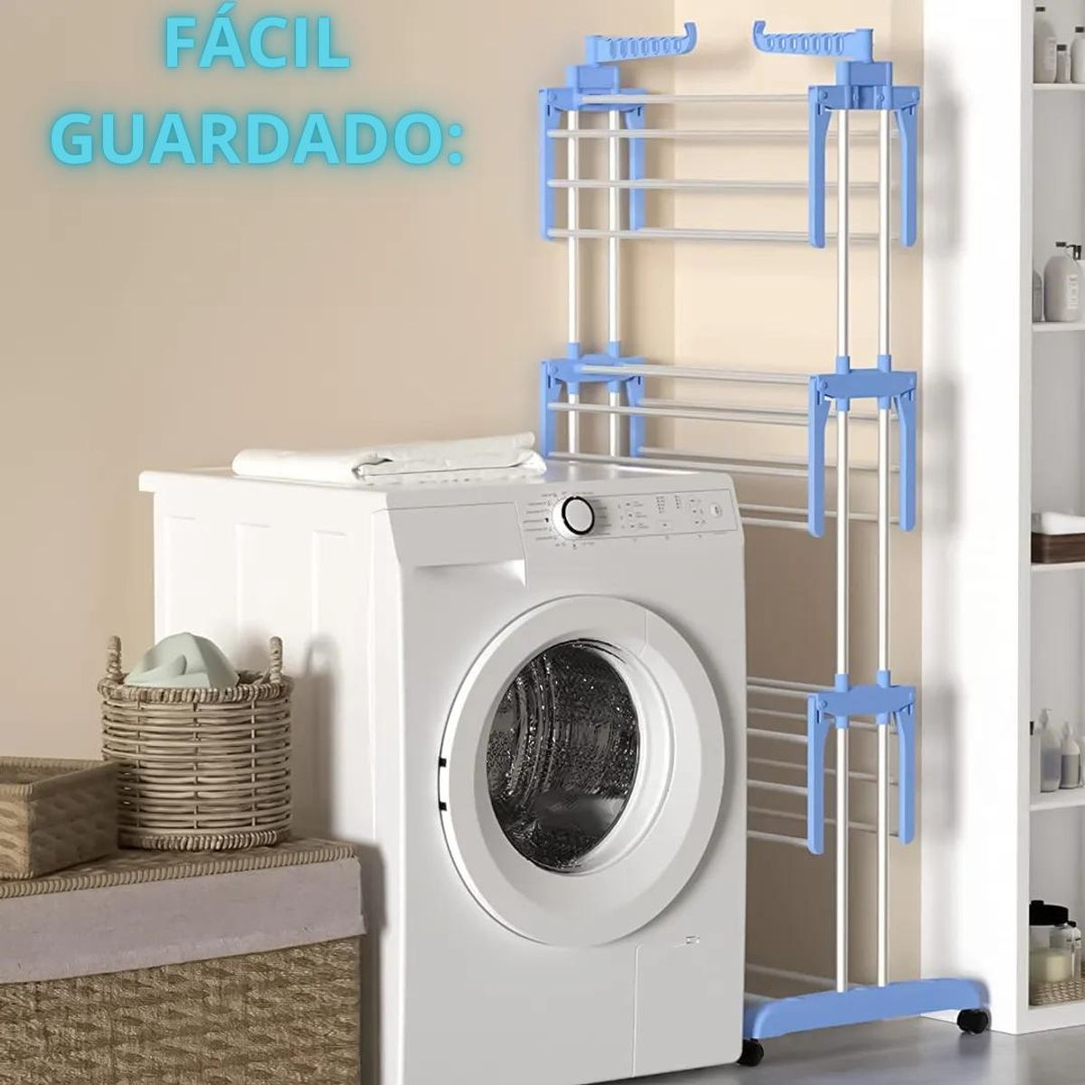 GENERICO - Tendedero Plegable Vertical 3 Niveles con 12 Colgadores
