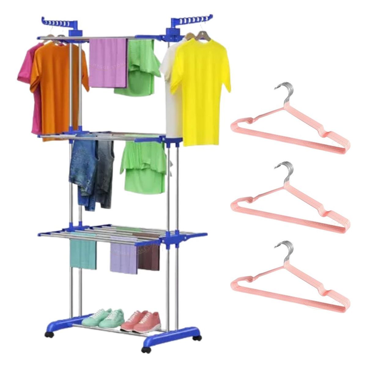 GENERICO - Tendedero Plegable Vertical 3 Niveles con 12 Colgadores