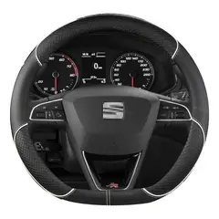 GENERICO - Funda de Volante Antideslizante en Eco Cuero Blanco Elegante