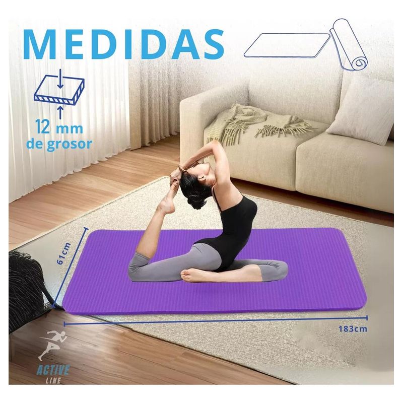 GENERICO - Colchoneta de Yoga Antideslizante 12mm Ecoamigable