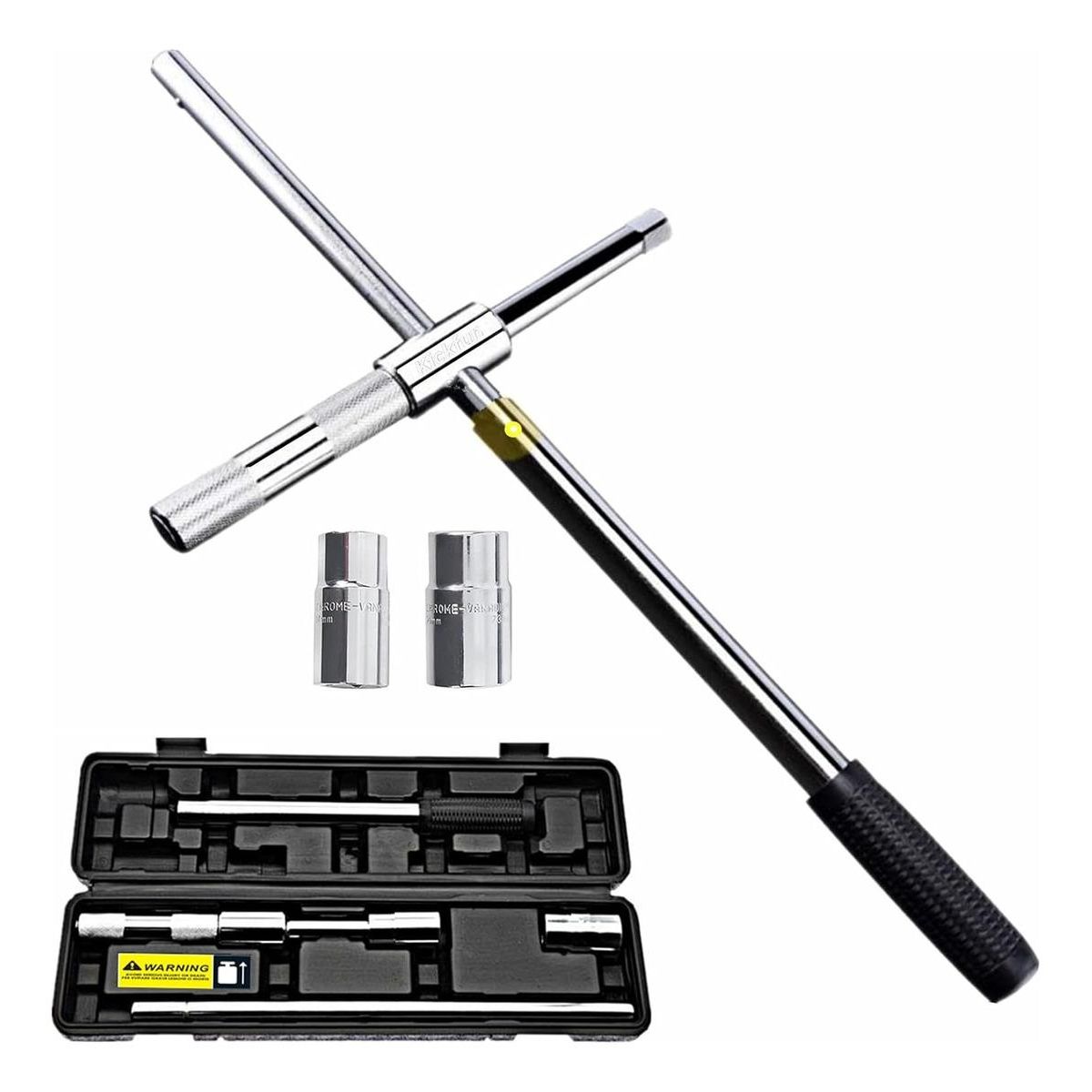 GENERICO - Llave Cruzada Telescópica de 4 Vías para Neumáticos 17-23 mm