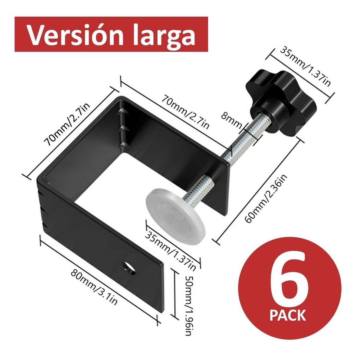 GENERICO - Set de 6 Prensas Abrazaderas de Carpintería de 80 mm