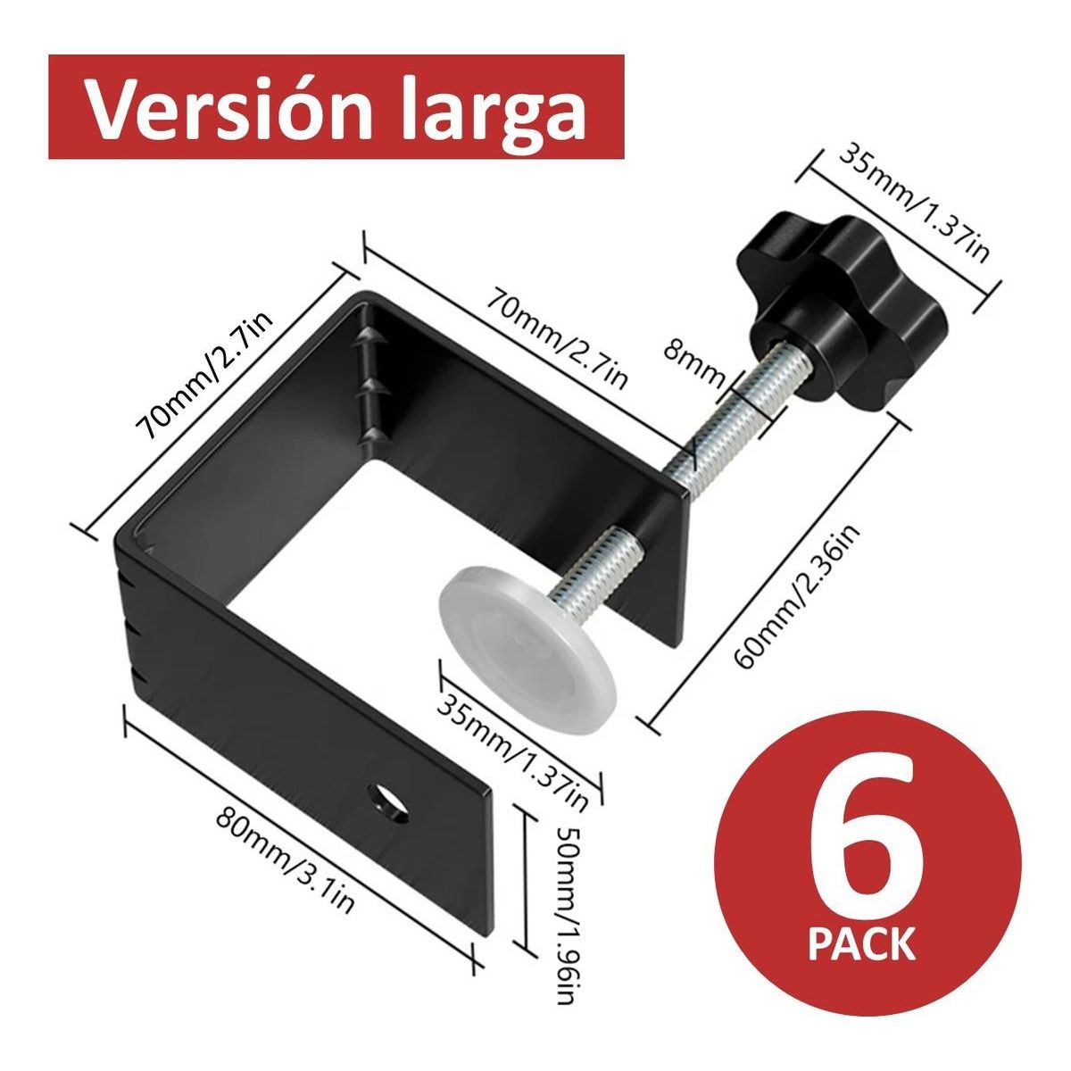 GENERICO - Set de 6 Prensas Abrazaderas de Carpintería de 80 mm