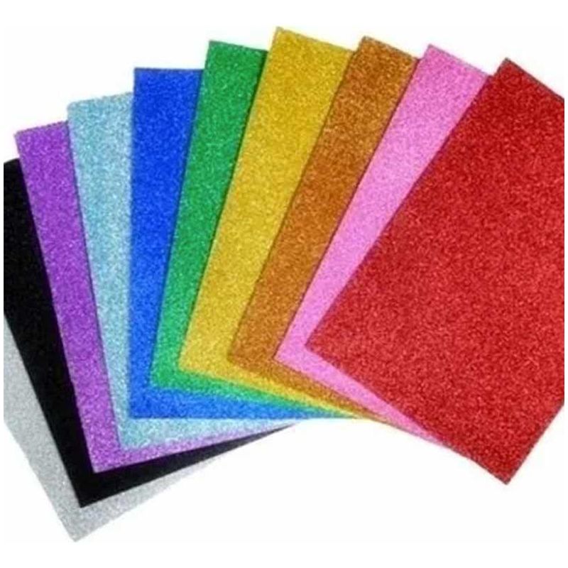 GENERICO - Set Brillante de 10 Hojas de Goma Eva Glitter 60x40 cm