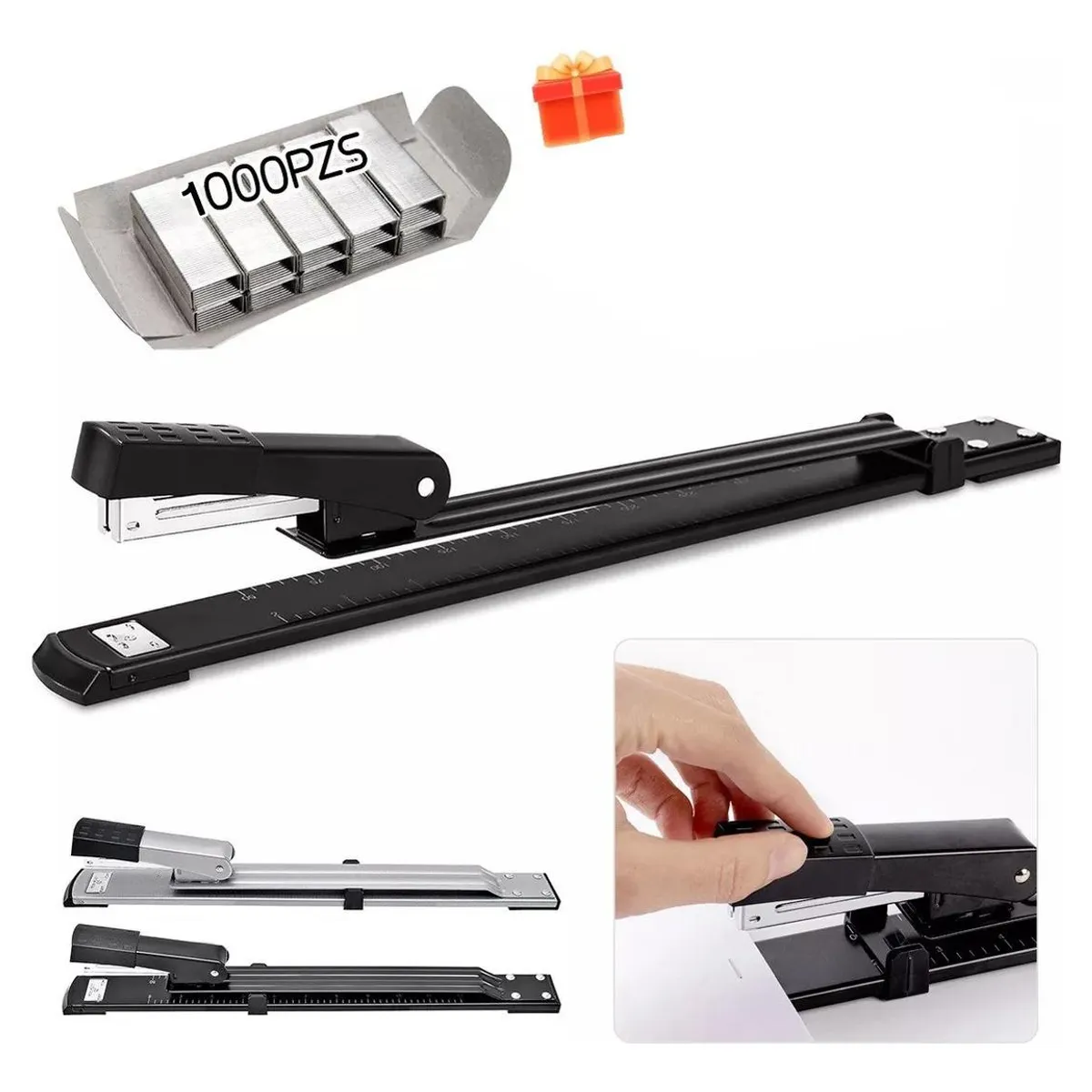 GENERICO - Grapadora Metálica Extralarga Ideal para Oficina y Escuela