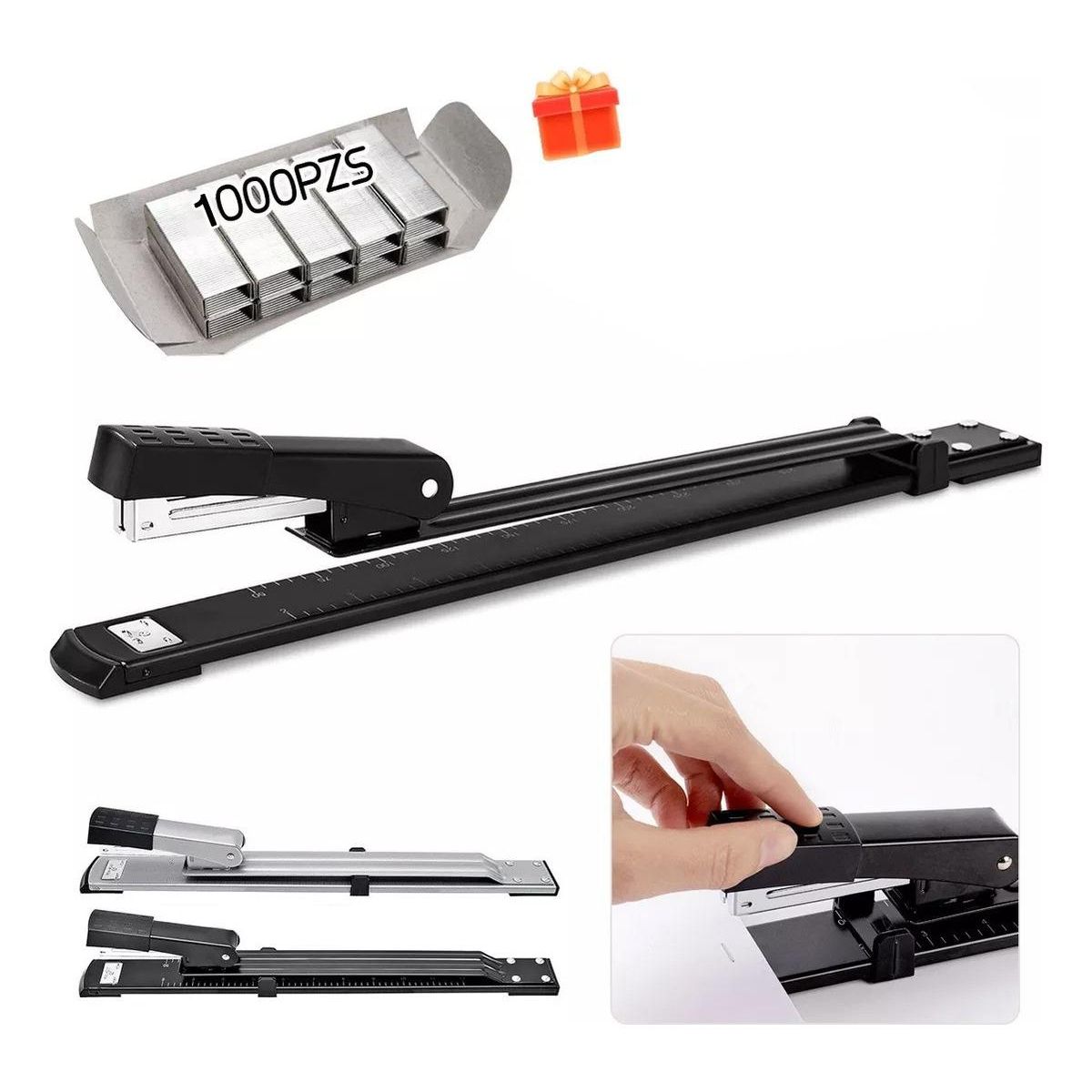 GENERICO - Grapadora Metálica Extralarga Ideal para Oficina y Escuela