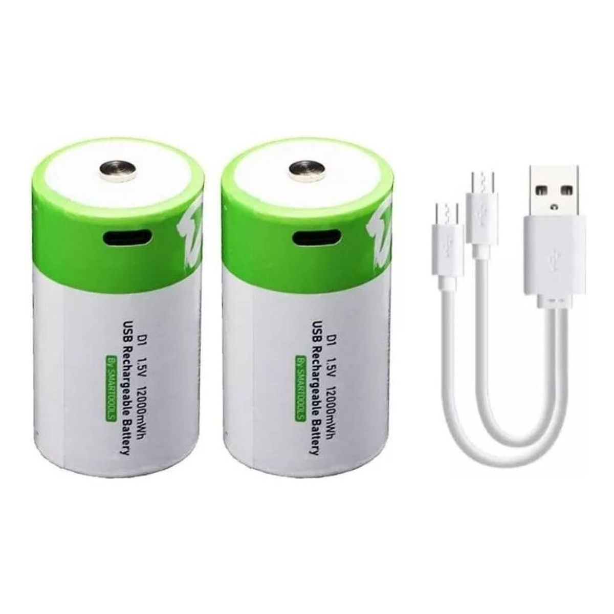 GENERICO - Pilas recargables D de litio con carga USB y alta capacidad