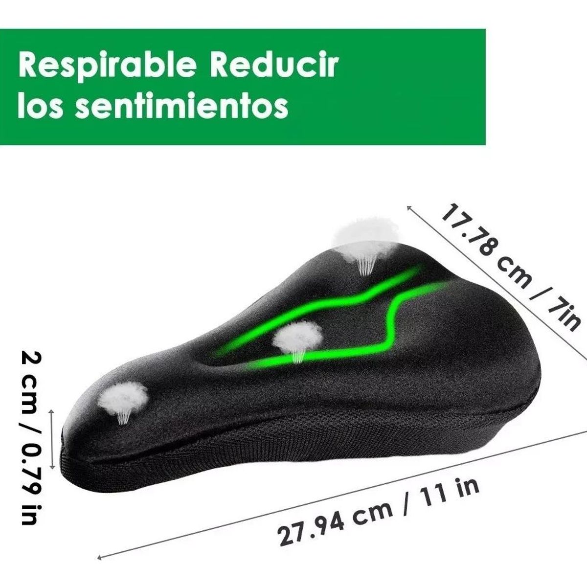 GENERICO - Cojín Ergonómico de Silicona para Sillín de Bicicleta Ajustable