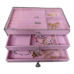 GENERICO - Caja Organizadora de Joyas Portátil Rosie con Terciopelo Rosa