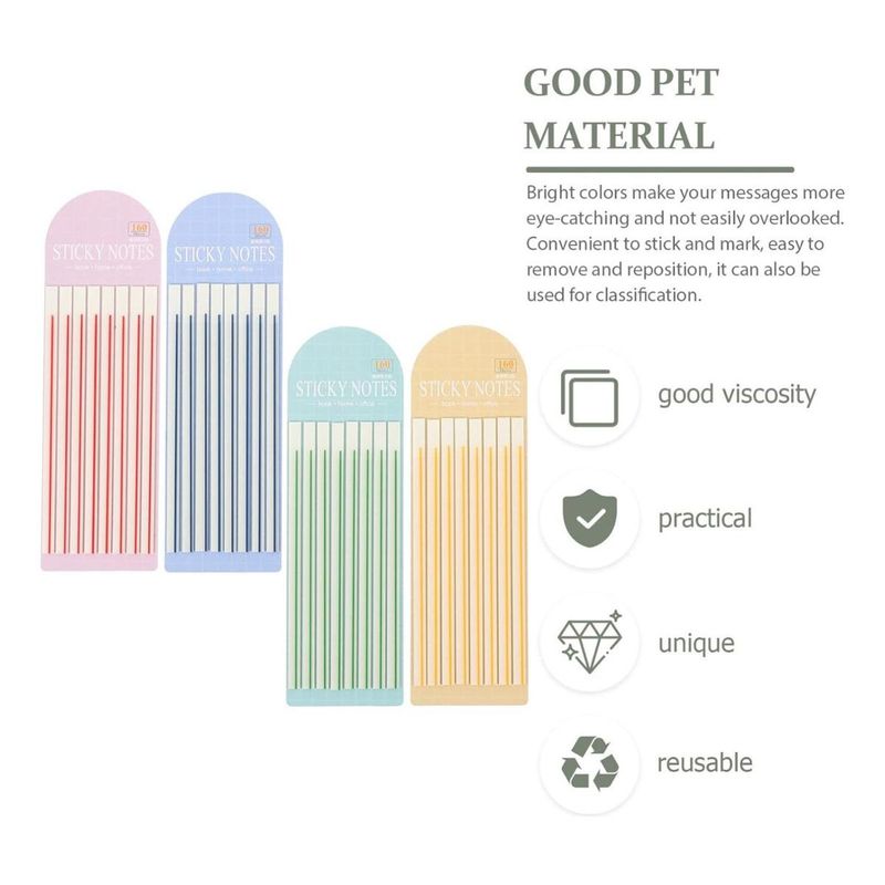 GENERICO - Pack de 4 Notas Adhesivas Transparentes en Colores Pastel