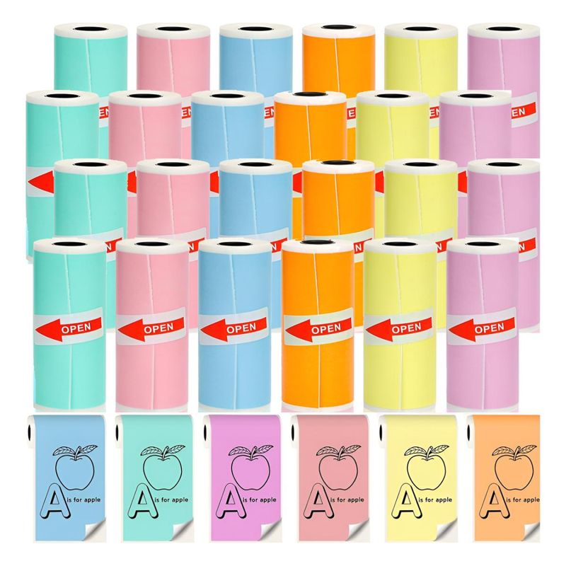 GENERICO - 24 Rollos Adhesivos Térmicos 57x30mm para Impresora Mini