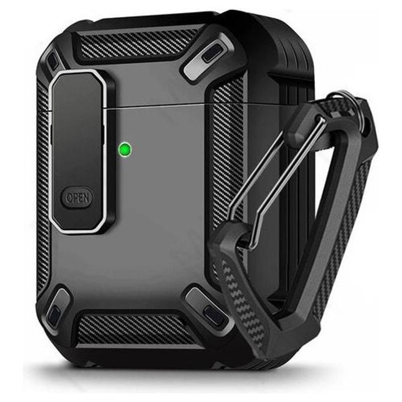 GENERICO - Funda Protectora Silicona y Fibra con Cierre para AirPods