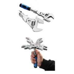 GENERICO - Llave Plegable 180° con Mango Antideslizante en Plateado