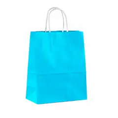 GENERICO - 12 Bolsas De Papel Kraft Con Asa 15x21x16cm Color Azul Liso