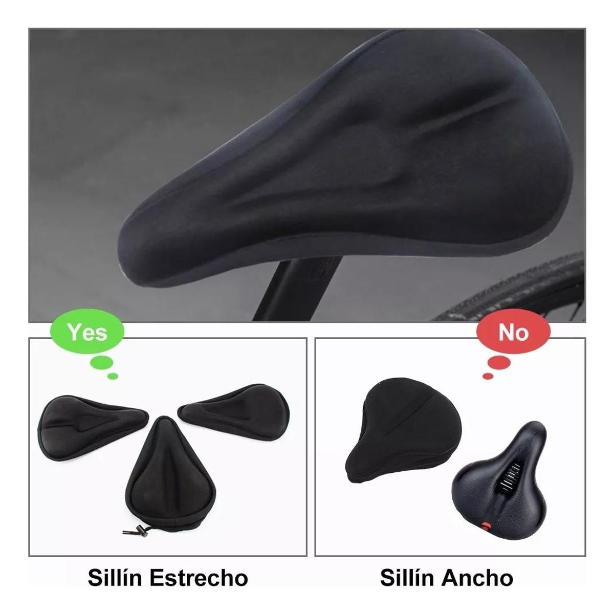 GENERICO - Cojín de Sillín Ergonómico y Cubierta Impermeable para Bicicleta