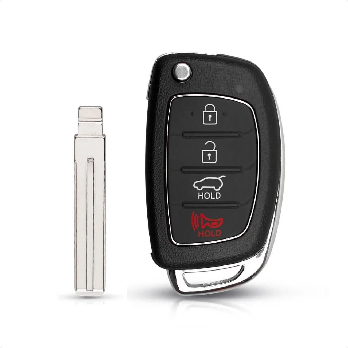 GENERICO - Carcasa de Llave Virgenes 4 Botones Para Hyundai Santa Fe