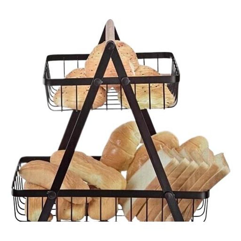 GENERICO - Estante Organizador de Cocina de Metal 2 Niveles Blanco y Negro