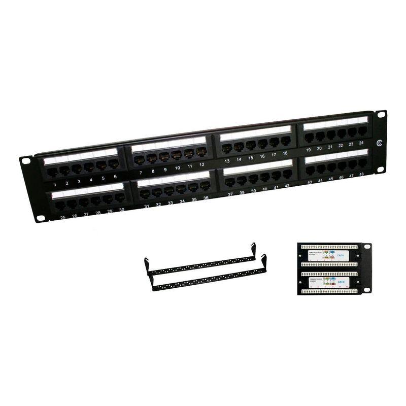 GENERICO - Panel de Conexión 48 Puertos Cat6 para Montaje en Rack