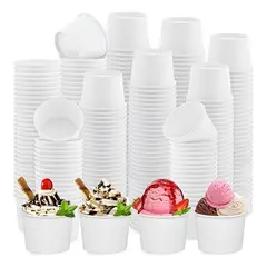 GENERICO - 200 Potes Desechables de Polipapel para Helados y Postres