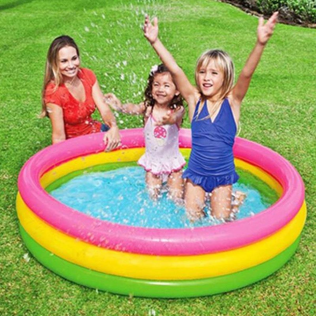 GENERICO - Piscina Inflable Tricolor para Niños con Juegos 90x23 cm.