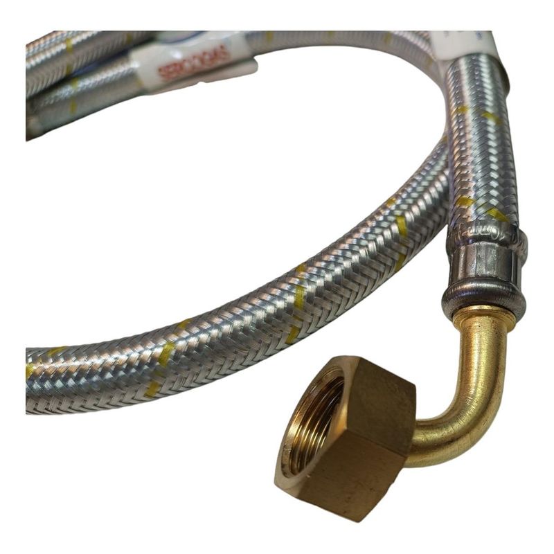 GENERICO - Flexible de Gas Trenzado con Codo 12 - 1 metro
