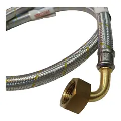 GENERICO - Flexible de Gas Trenzado con Codo 12 - 1 metro