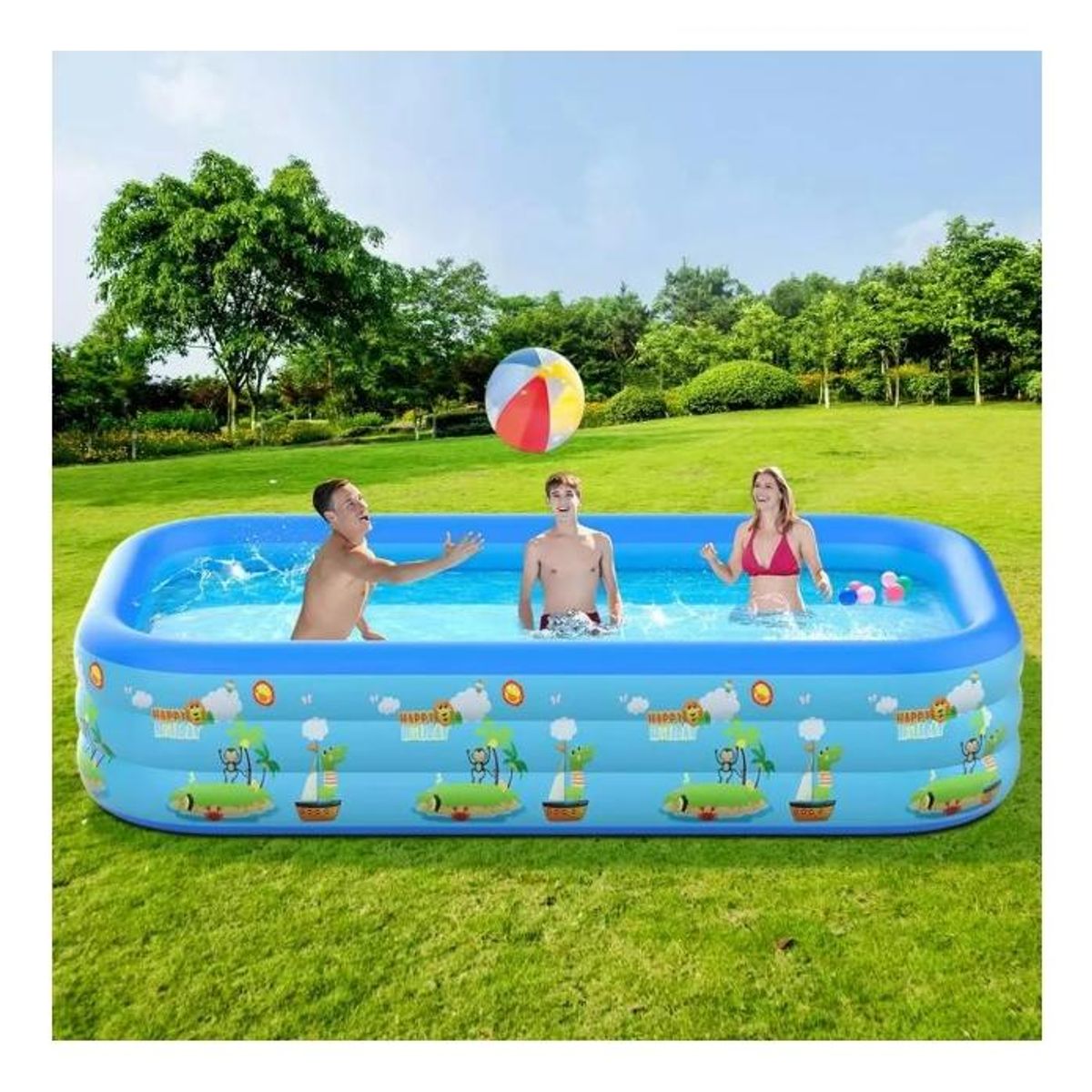 GENERICO - Piscina Inflable Rectangular 210x150x65 ideal para niños