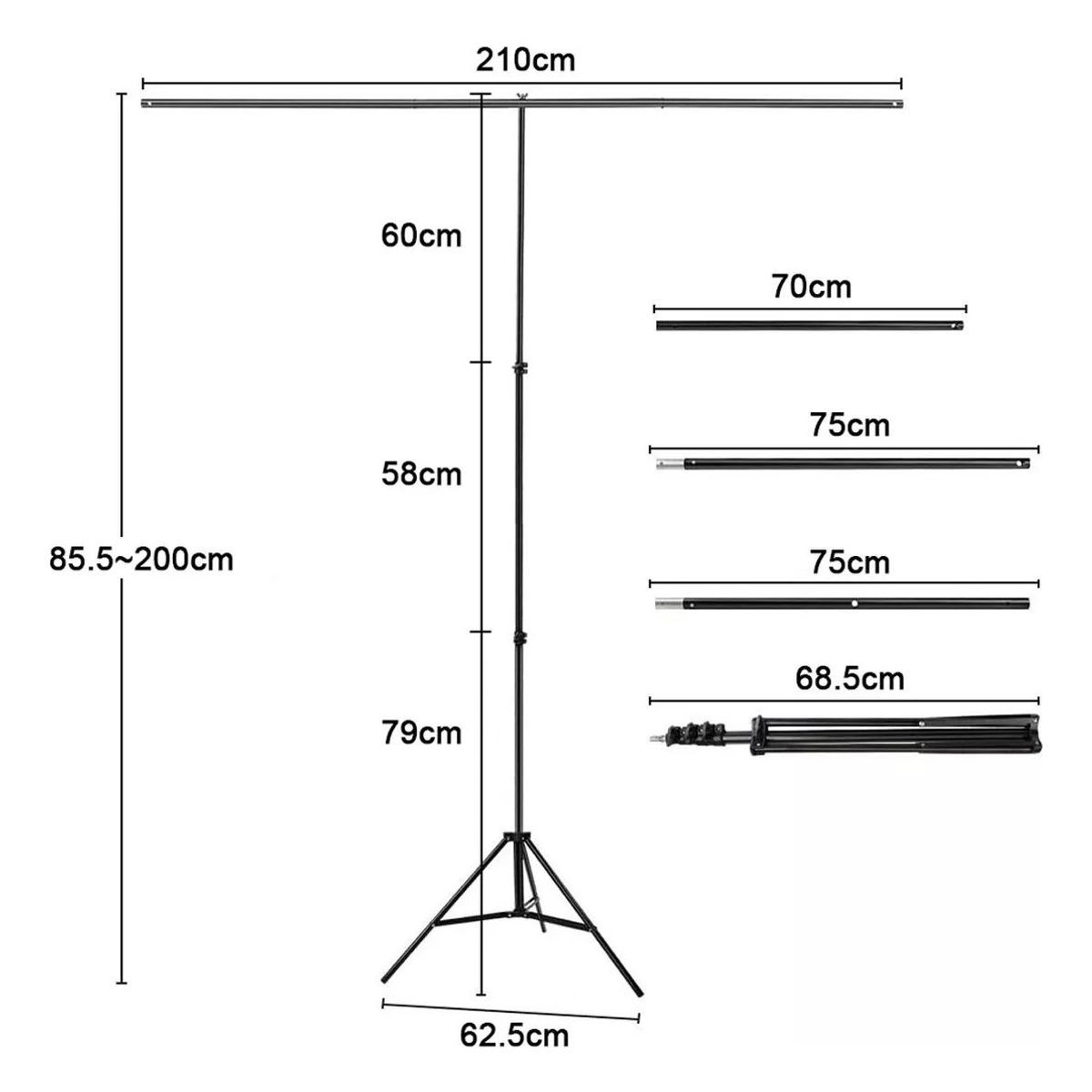 GENERICO - Soporte Plegable en T para Fotografía y Estudio Pro